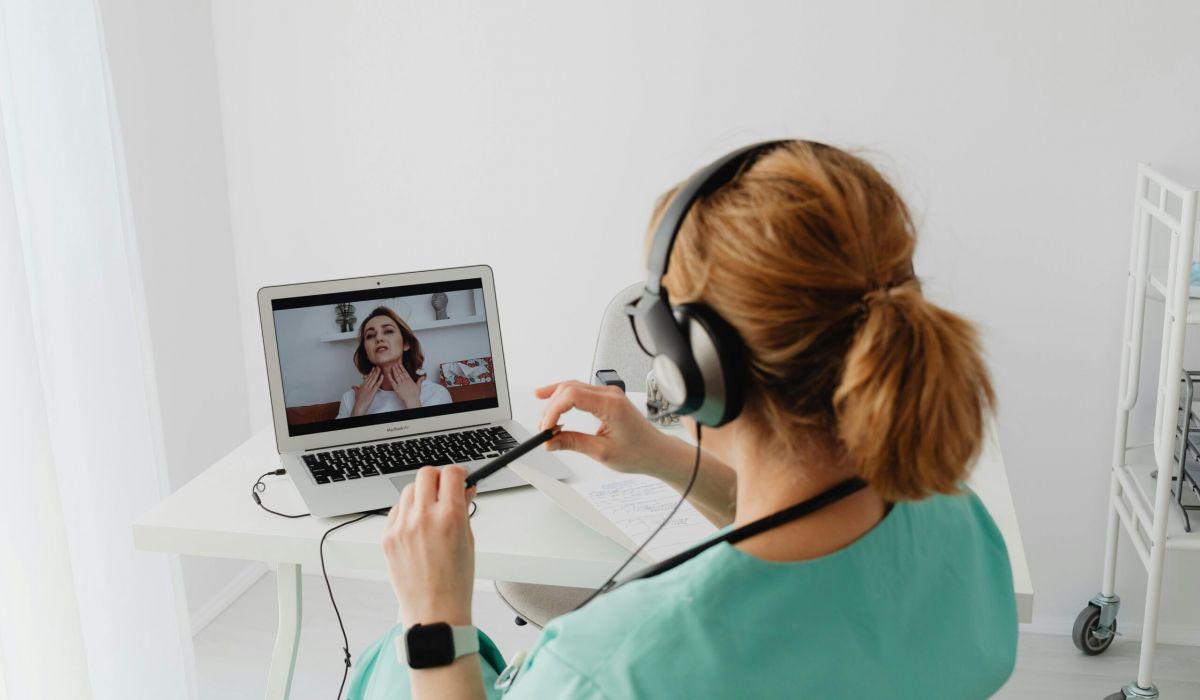Doctor conducting a telehealth consultation with a patient via video call